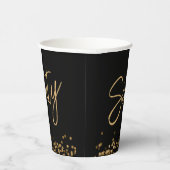 Script 60ste verjaardag Zwart Goud Papieren Bekers (Rechts)