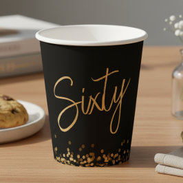 Script 60ste verjaardag Zwart Goud Papieren Bekers