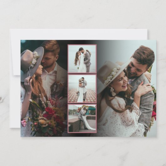 Script 6 Foto's Bruiloft Liefde Bedankt Roos Goud Kaart (Achterkant)