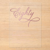 Script 80 Black Roos Gold 80th Birthday Acryl Uitnodigingen (Voorkant)