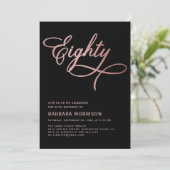 Script 80 Black Roos Gold 80th Birthday Kaart (Staand voorkant)