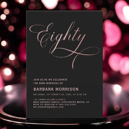 Script 80 Black Roos Gold 80th Birthday Kaart