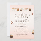 Script A Baby is het brouwen van roze koffie Baby  Kaart (Voorkant)