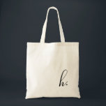Script Aangepaste Initiële Zwarte Monogram  Tote Bag<br><div class="desc">Eenvoudig,  modern en elegant. Tekst en tekstkleur zijn volledig aanpasbaar. Perfect als bruidsmeisje cadeau,  trouwgunst,  verjaardags- of afstudeercadeau. Maakt deel uit van een collectie van Parcel Studios.</div>