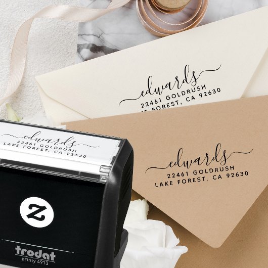 Script Achternaam Modern Minimalistisch Retouradre Zelfinktende Stempel