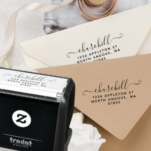 Script Achternaam Modern Minimalistisch Retouradre Zelfinktende Stempel