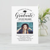 Script Afstudeerfoto Afstudeerfeest Aqua Blauw Kaart (Staand voorkant)