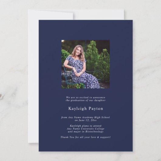 Script Afstuderen Arch Foto Navy Blue Kaart (Achterkant)