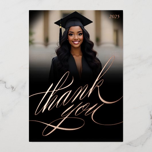 Script Afstuderen Dank u Foto Folie Kaart (Voorkant)