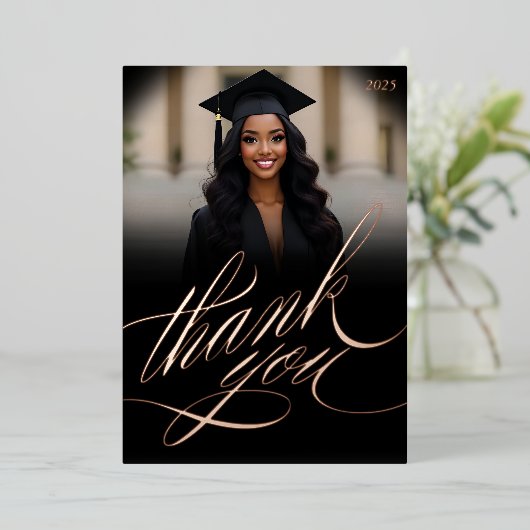 Script Afstuderen Dank u Foto Folie Kaart (Staand Voorkant)
