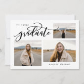 Script Afstuderen Eenvoudig 3 Foto Collage Feest Kaart (Voorkant)