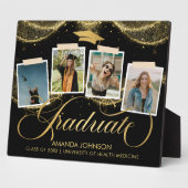 Script Afstuderen Foto Zwart Goud Afstuderen plaqu Fotoplaat (Zijkant)