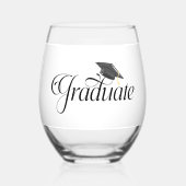 Script Afstuderen Gepersonaliseerd met Afstudeerde Wijnglas Zonder Voet (Voorkant)