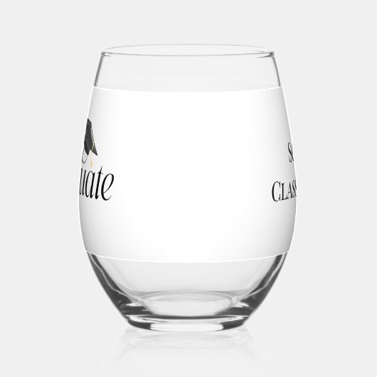 Script Afstuderen Gepersonaliseerd met Afstudeerde Wijnglas Zonder Voet (Links)