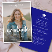 Script Afstuderen Navy Blue Photo Afstuderen Aankondiging