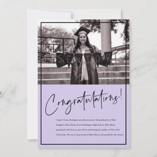 Script Afstuderen op Paarse achtergrond Afstuderen Aankondiging (Achterkant)