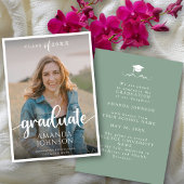 Script Afstuderen Sage Green Photo Afstuderen Aankondiging