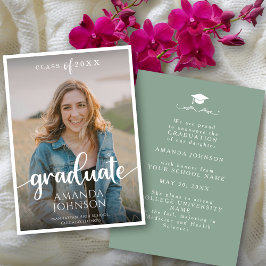 Script Afstuderen Sage Green Photo Afstuderen Aankondiging