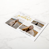 Script Afstuderen Simple 3 Photo Collage Party Folie Uitnodiging (Gedraaid)