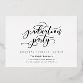 Script Afstuderen Simple 3 Photo Collage Party Folie Uitnodiging (Achterkant)