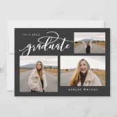 Script Afstuderen Simple 3 Photo Collage Party Inv Kaart (Voorkant)