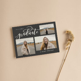 Script Afstuderen Simple 3 Photo Collage Party Inv Kaart