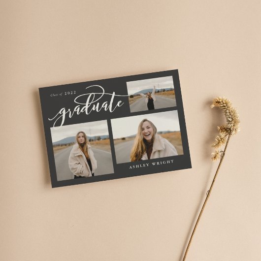 Script Afstuderen Simple 3 Photo Collage Party Inv Kaart