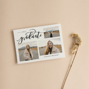 Script Afstuderen Simple 3 Photo Collage Party Kaart