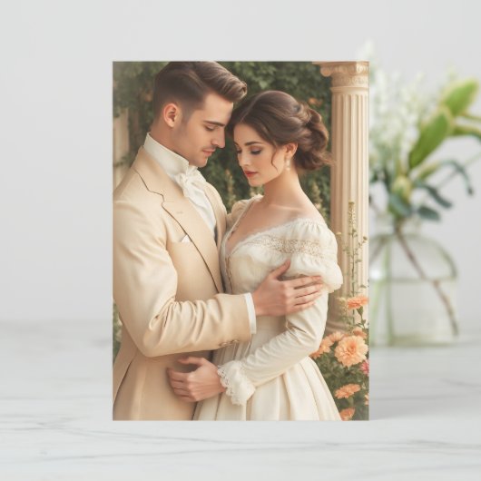 Script alles in één Vellum foto achtergrond bruilo Kaart (Staand voorkant)