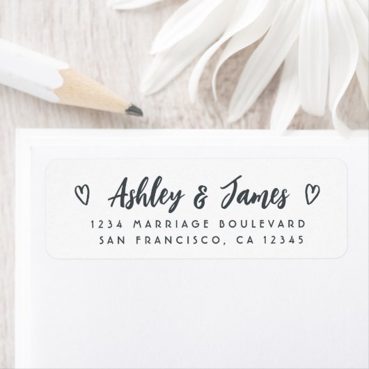 Script Ampersand Couple Return Address Label (Insitu)