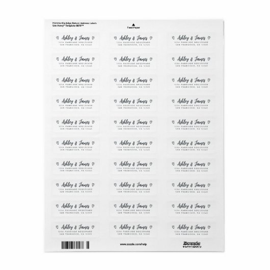 Script Ampersand Couple Return Address Label (Full Sheet)