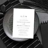 Script Ampersand Monogram White Wedding Invitation Kaart