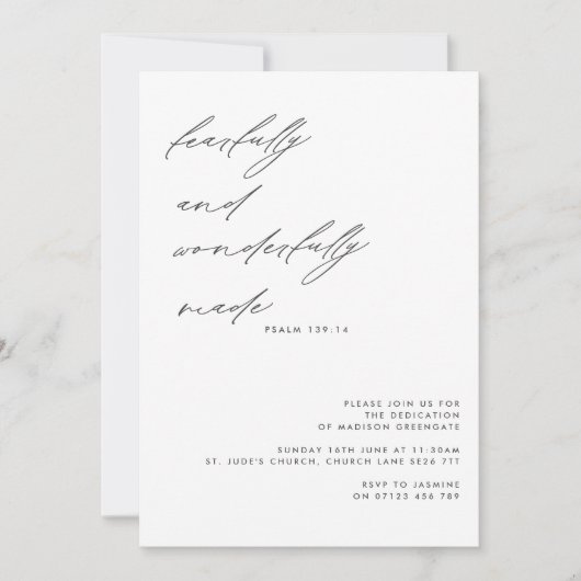 Script angstig en prachtig gemaakt toewijding kaart (Voorkant)