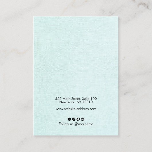 Script Aqua Linen Woordbeeldscherm Visitekaartje (Achterkant)
