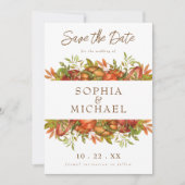 Script Autumn Pumpkins Herfst Botanicals Save The Date (Voorkant)