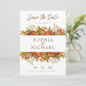 Script Autumn Pumpkins Herfst Botanicals Save The Date (Staand voorkant)