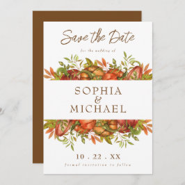 Script Autumn Pumpkins Herfst Botanicals Save The Date