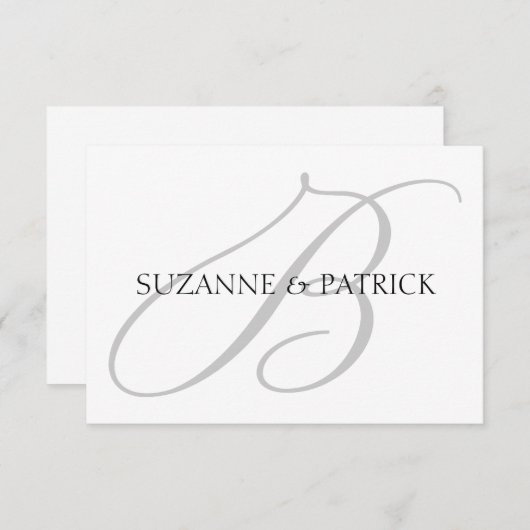 Script B Monogram Notecard (zilver/zwart) Kaart (Voorkant / Achterkant)