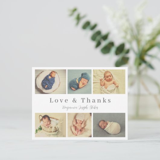 script baby bedankt je kaart , liefde en bedankt (Staand voorkant)