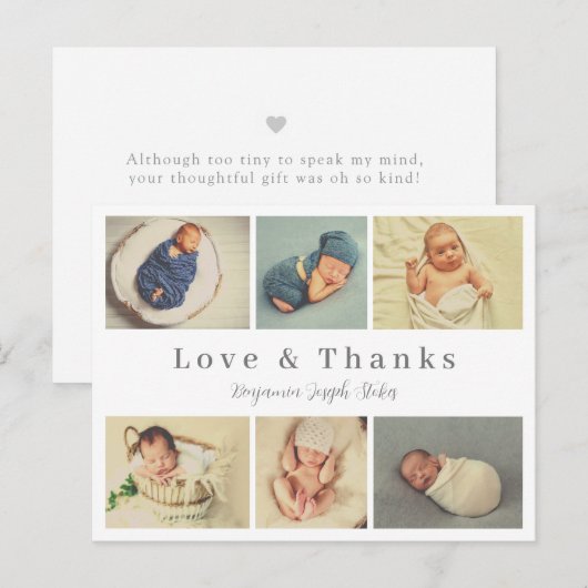 script baby bedankt je kaart , liefde en bedankt (Voorkant / Achterkant)