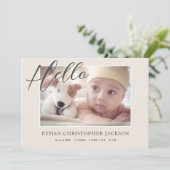 Script Baby Foto Modern Birth Aankondiging (Staand voorkant)