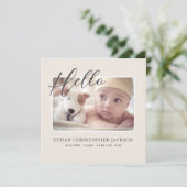 Script Baby Foto Moderne Geboorteaankondiging (Staand voorkant)
