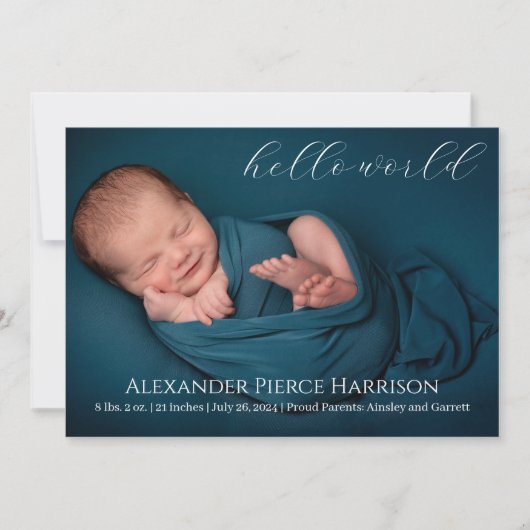 Script Baby Geboorte aankondiging Fotokaart (Voorkant)