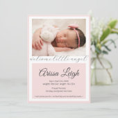 Script Baby Meisje Geboorte Aankondiging Kaart (Staand voorkant)