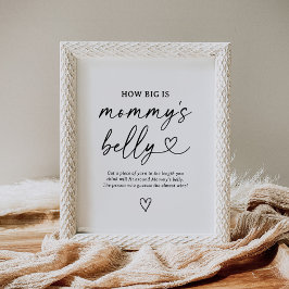 Script Baby shower Hoe groot is mama's buikteken Poster
