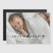 Script Babyfoto Introductie Bedankt Magnetische Uitnodiging (Voorkant / Achterkant)