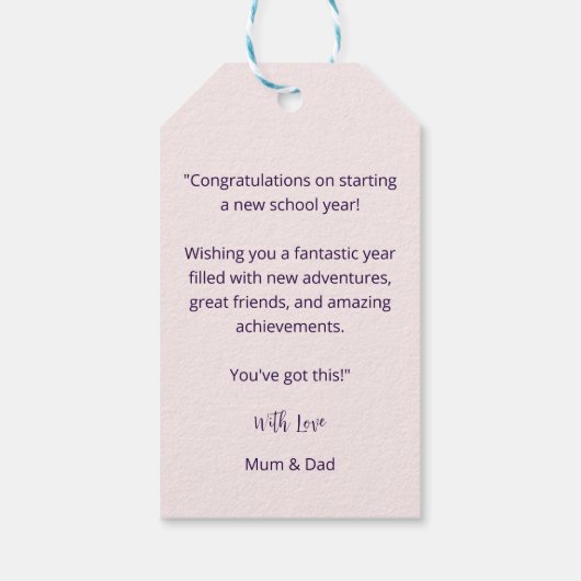 Script - Back to School Succes - Gefeliciteerd Cadeaulabel (Achterkant)