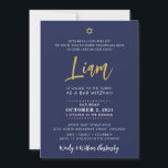 SCRIPT BAR MITZVAH belettering goud marineblauw Kaart<br><div class="desc">door kat massard >>> WWW.SIMPLYSWEETPAPERIE.COM <<< Een elegant, eenvoudig ontwerp voor de knuppel van uw kind of BAR MITZVAH Hou van het ontwerp, maar wil graag enkele wijzigingen zien - een ander kleurenschema, product, voeg een foto toe of aangepast voor een andere gelegenheid - geen zorgen neem gewoon contact met...</div>