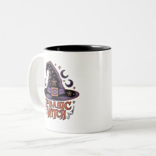  Script Basic Witch Pet Coffee Halloween Tweekleurige Koffiemok (Voorkant links)