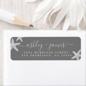 Script Beach Starfish Grey Weduwomkeeradres Etiket (Insitu)